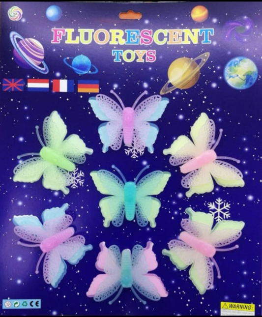 Pack of 08 Butterfly Wall Sticker Glow in the Dark Luminous 3D