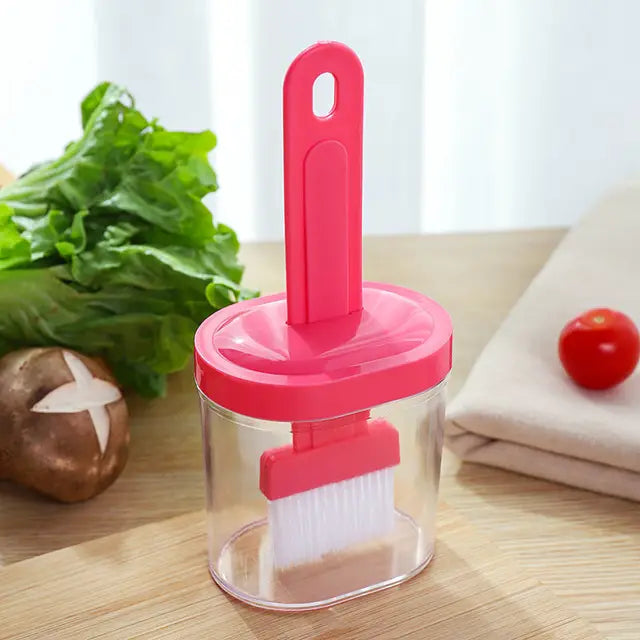 Plastic Oil Bottle Seasoning Dispenser with Silicone Rubber Bristle Brush for BBQ,
