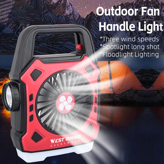 Versatile Camping Lights Outdoor Mini Electric Fan Rechargeable Flashlight Emergency Power Bank