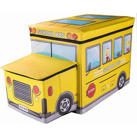 Bus Shape Storage Box and Chair-YELLOW / Multi-Functional Toys Organizer for