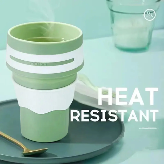 Collapsible Coffee Cup Portable, Reusable Silicone mug with Lid, Leakproof &amp;