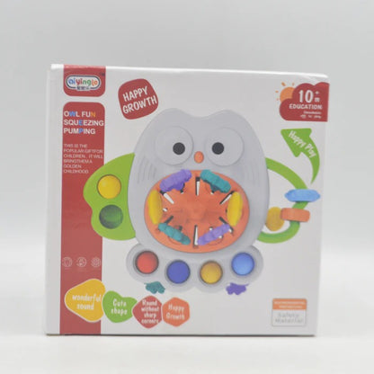 Owl-Themed Fun Squeezing and Pumping Toy Colorful Sensory Play Toy for
