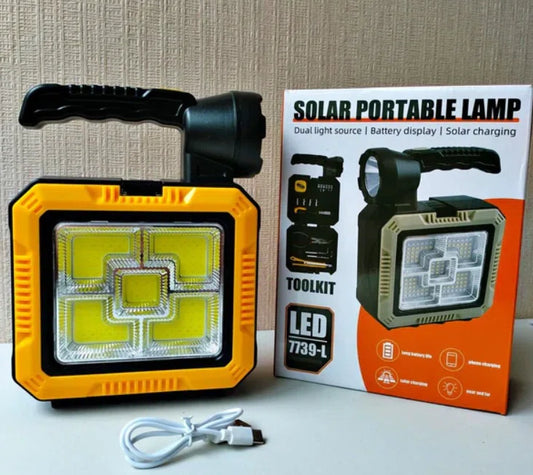 Solar Portable Lamp 7739-L Rechargeable LED Light for Outdoor &amp; Emergency
