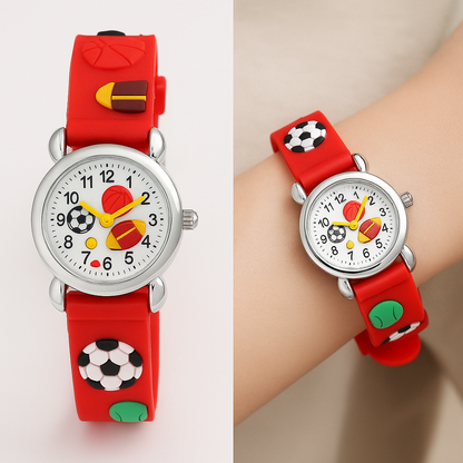 High Quality Cute Football Cartoon Children Watch Girls Rubber Kids Watches Boys