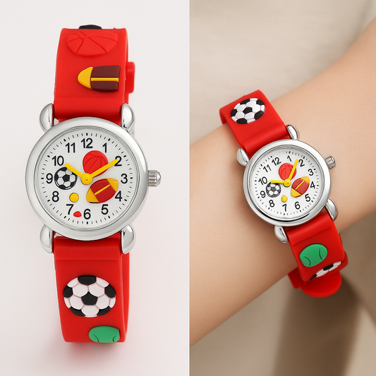 High Quality Cute Football Cartoon Children Watch Girls Rubber Kids Watches Boys