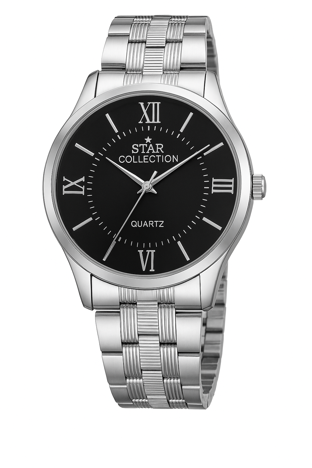 STAR COLLECTION Men's Stainless Steel Watch Silver Quartz Analog, Waterproof, Classic - CheckNpays