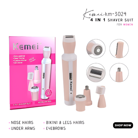 Kemei 4 in 1 Rechargeable Hair Remover Shaver Ladies epilator - KM-3024