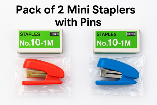 Pack of 2 Mini Staplers with Pins Compact, Smooth, and High-Quality