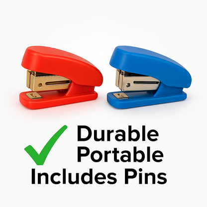 Pack of 2 Mini Staplers with Pins Compact, Smooth, and High-Quality