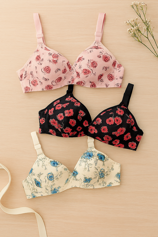 Printed Soft Cotton Padded Bra for Women | Comfortable Everyday Wear Undergarments