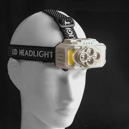 USB Rechargeable LED Miner's Headband Flashlight Lighted with Sensor Camping Work Light
