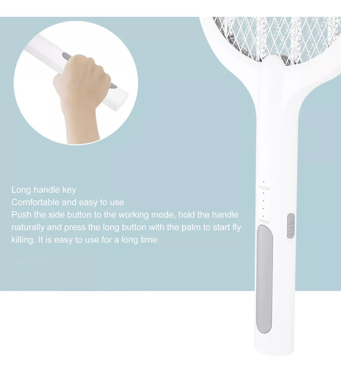 Rechargeable Electric Mosquito Killer Racket 2 In 1 LED Flash Light
