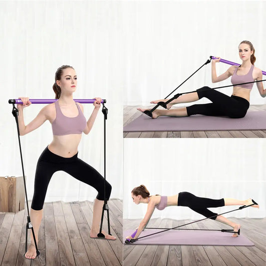 Portable Pilates Studio Yoga Gym Exercise Resistance Band Elastic Home Pilates Bar