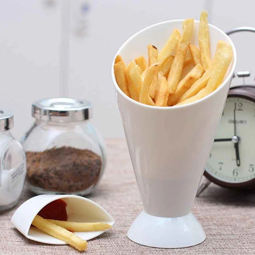 French Fries Cup potato Fries Holder with ketchup Holder for Sauce (Random