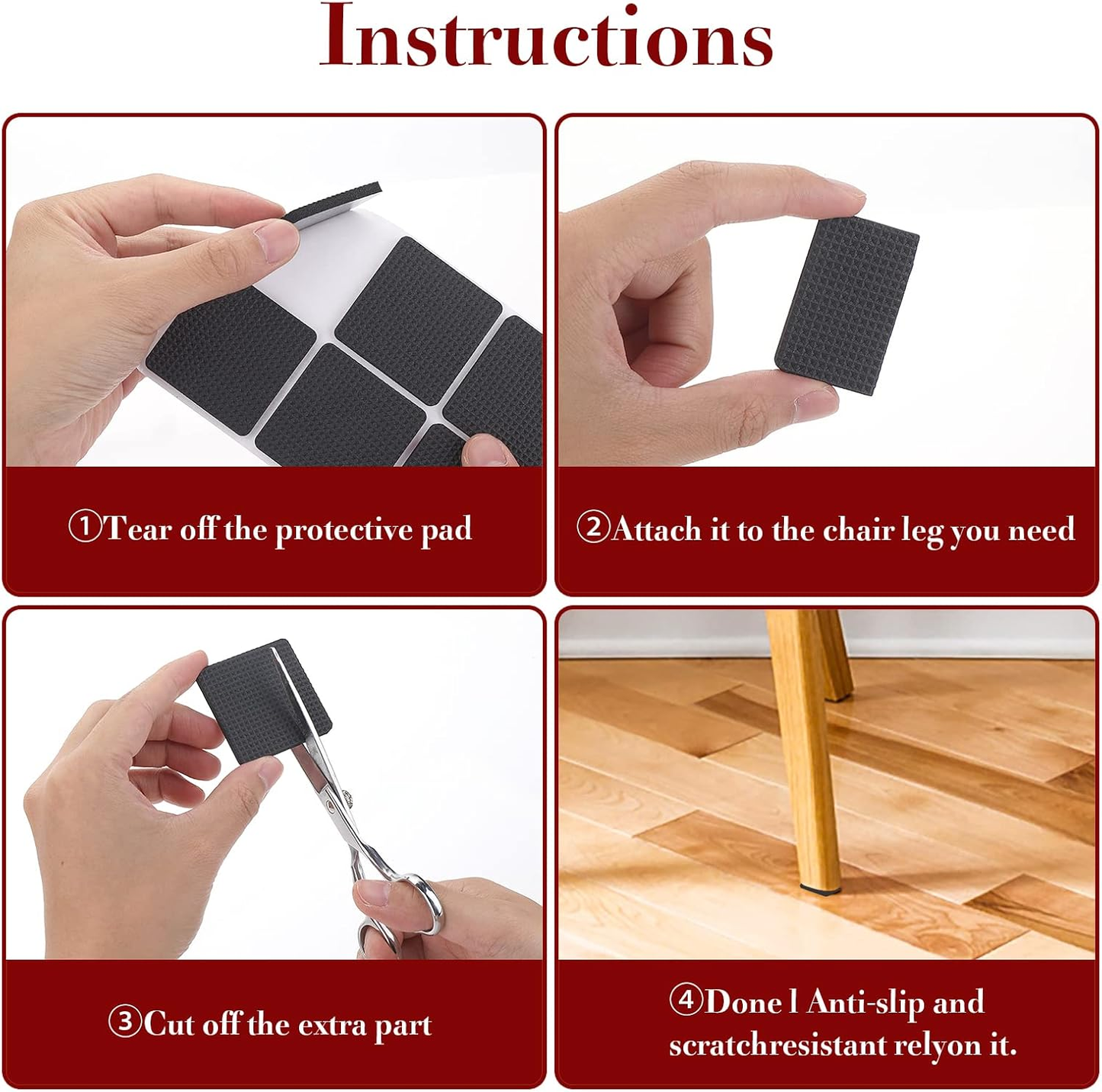 Pack of 2/ 18 /8 Self-Adhesive Furniture Pads Rubber Floor Protector Non-Slip