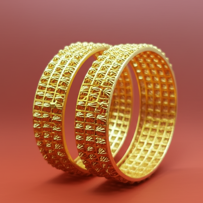 Golden Brass Bangles for Women 1 Pair Artificial Jewelry Bangles in