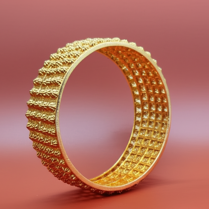 Golden Brass Bangles for Women 1 Pair Artificial Jewelry Bangles in