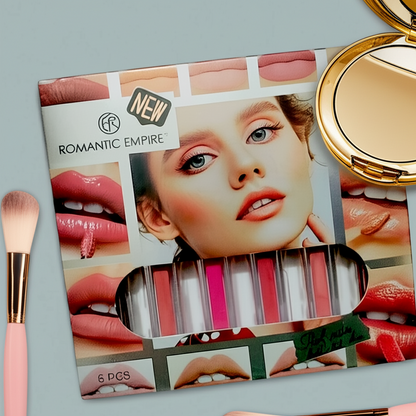 6-Piece Matte Lip Gloss Set , Waterproof Lip Color Kit for