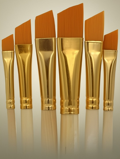 Pack of 6 Professional Angular Brush Set for Artists Wooden Handle