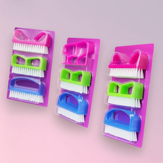 Pack Of 3 Nail Brush Set with Handle Soft &amp; Durable - CheckNpays