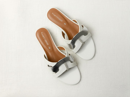 White &amp; Silver Premium Slippers Elegant Design, Comfy Feel &amp; Stylish