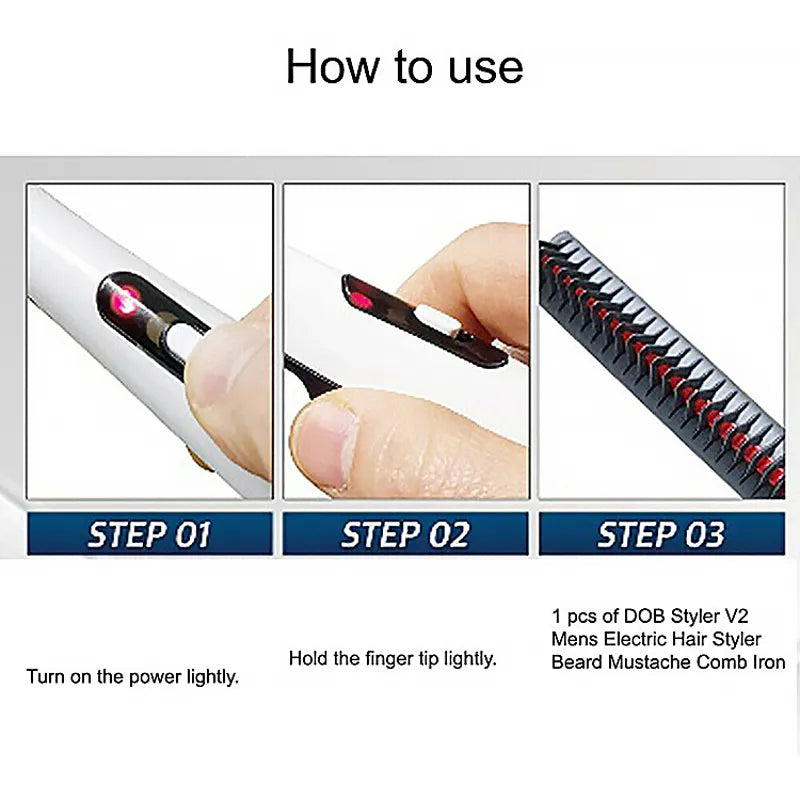 Rechargeable Hair Curler Beard Shawl Comb Multi functional Hair Straightener Comb Brush