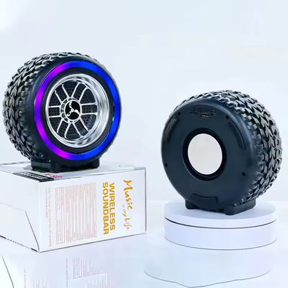 X-502 RGB Wheel-Shaped Wireless Speaker with Subwoofer Portable USB/BT Card Playback for