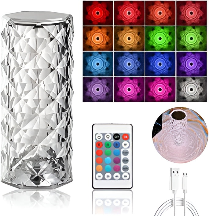 16 Colors Diamond Rose Crystal Lamp Bedside Acrylic Table Lamp |