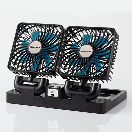 Double Head Solar Portable Desktop Air Conditioning Fan | Double Head Solar