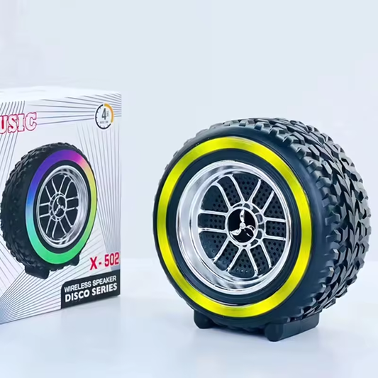 X-502 RGB Wheel-Shaped Wireless Speaker with Subwoofer Portable USB/BT Card Playback for