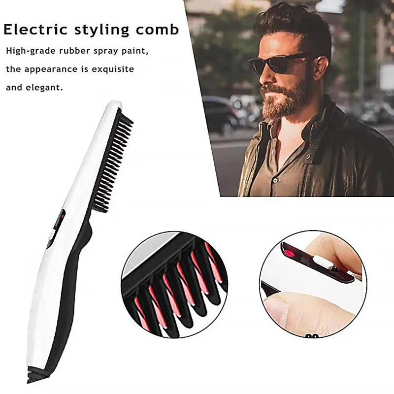 Rechargeable Hair Curler Beard Shawl Comb Multi functional Hair Straightener Comb Brush