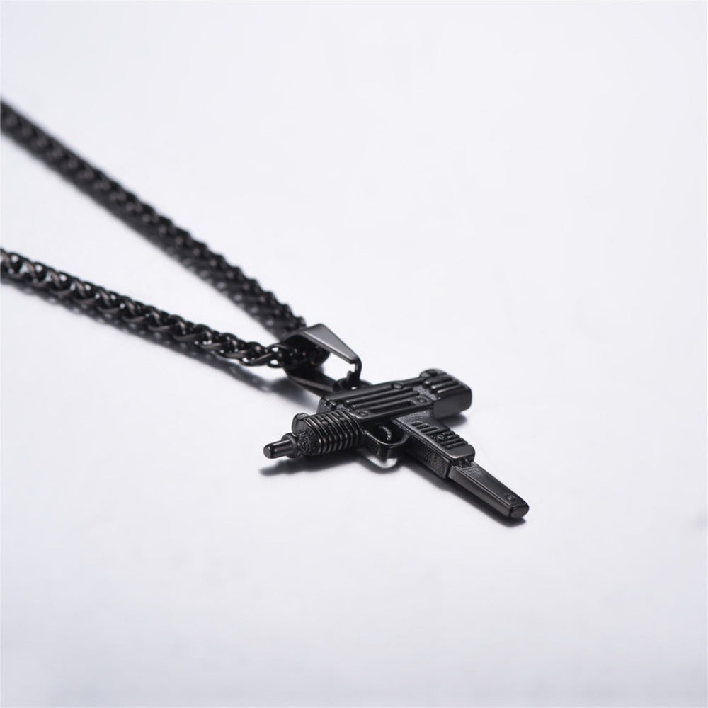 Men's Chain Necklace High Quality Stainless steel Uzi toy gun Pendant