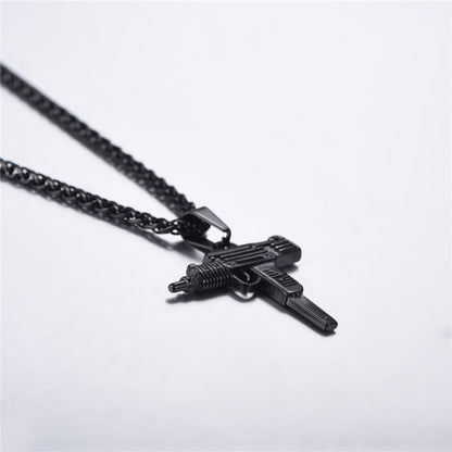 Men's Chain Necklace High Quality Stainless steel Uzi toy gun Pendant