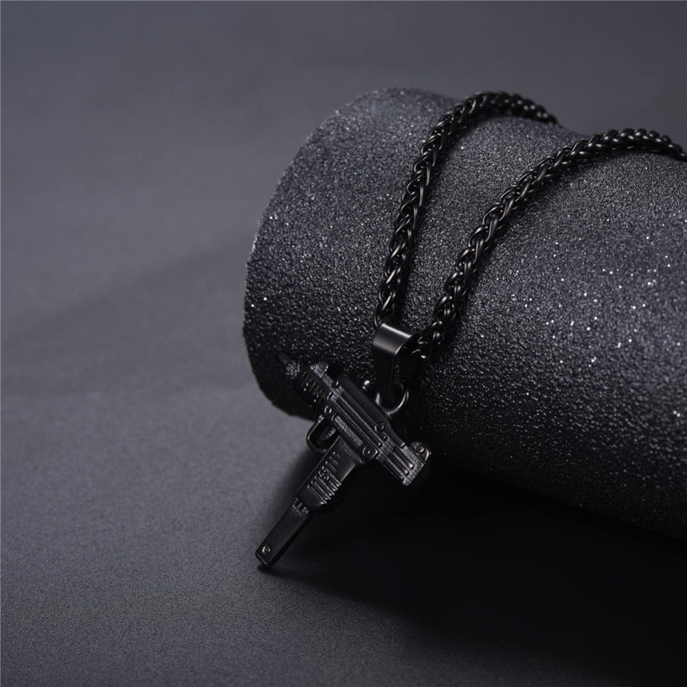 Men's Chain Necklace High Quality Stainless steel Uzi toy gun Pendant