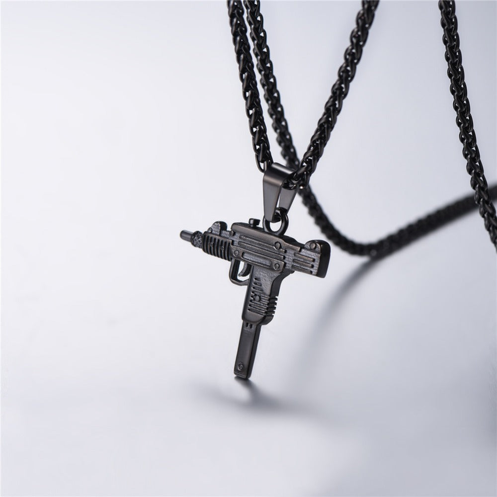 Men's Chain Necklace High Quality Stainless steel Uzi toy gun Pendant