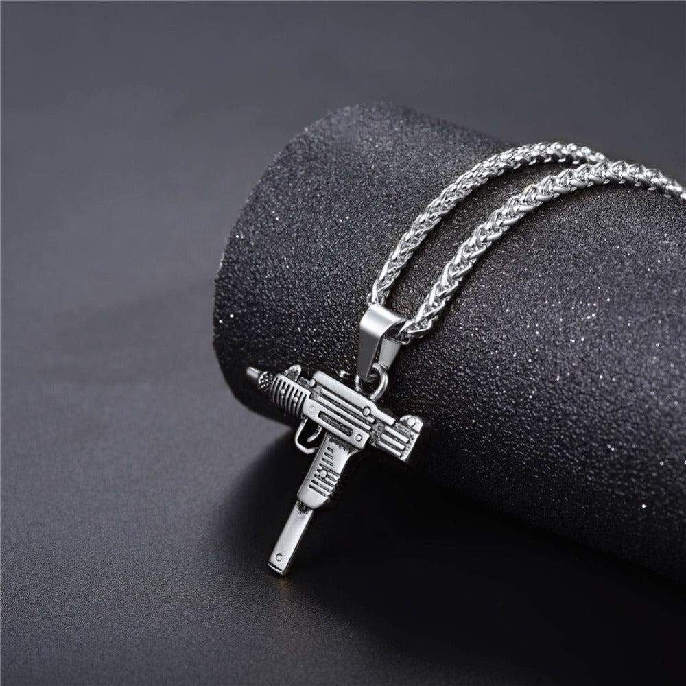 Men's Chain Necklace High Quality Stainless steel Uzi toy gun Pendant