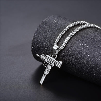 Men's Chain Necklace High Quality Stainless steel Uzi toy gun Pendant