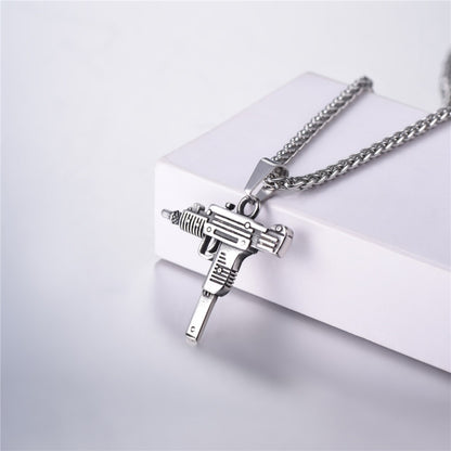 Men's Chain Necklace High Quality Stainless steel Uzi toy gun Pendant