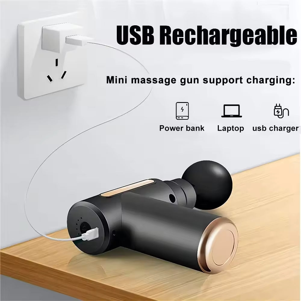 Massage Gun Deep Tissue, Handheld Muscle Massager with 4 Massage Heads, Super