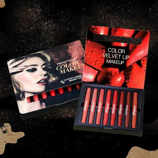 Pack Of 8 2-In-1 Matte Lipstick And Lip Liner Set, Waterproof