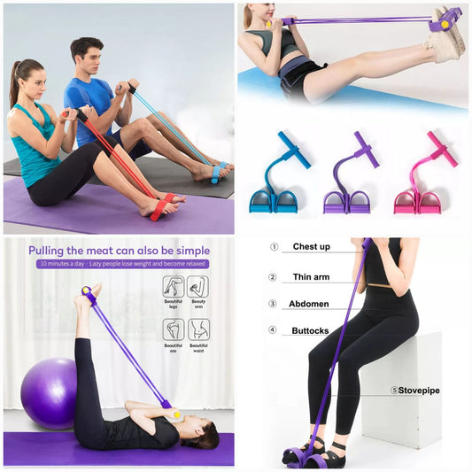 Foot Pedal Resistance Band Elastic Sit-Up Pull Rope Yoga Fitness Gym -