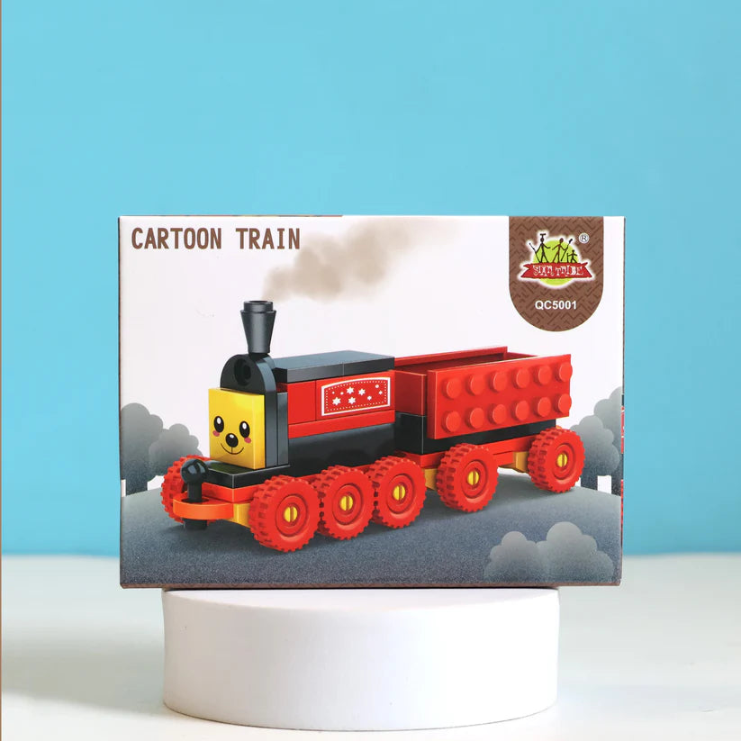 Pack Of 01 - Cartoon Train DIY Building Block Toy | Cartoon