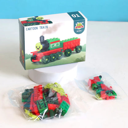 Pack Of 01 - Cartoon Train DIY Building Block Toy | Cartoon