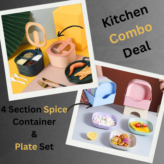 Combo Deal - 4 Section Spice Container Box &amp; Multi-function Spit Bone