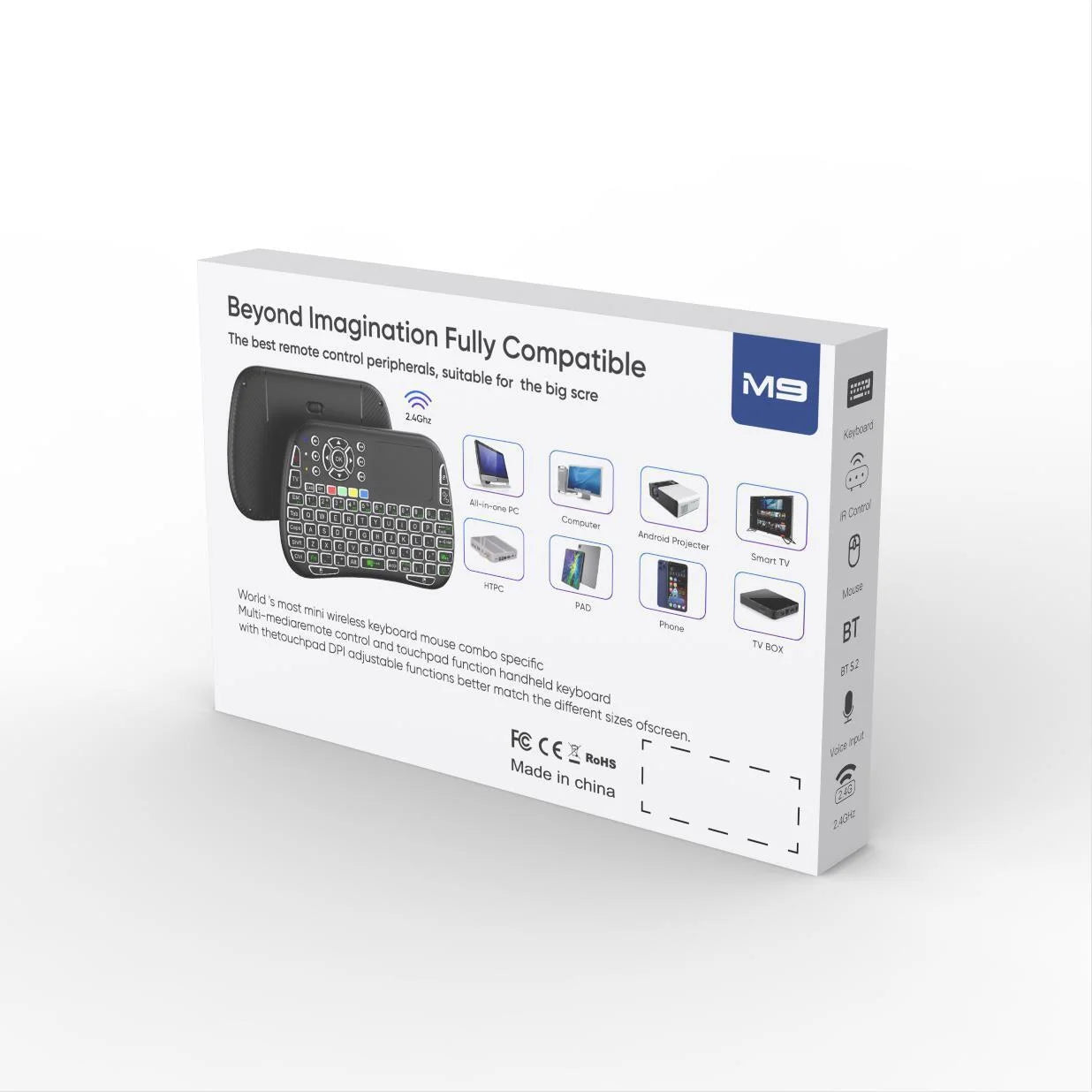 M9 Bluetooth Mini Wireless Keyboard 7 Backlit 2.4G Air Mouse Remote Touchpad