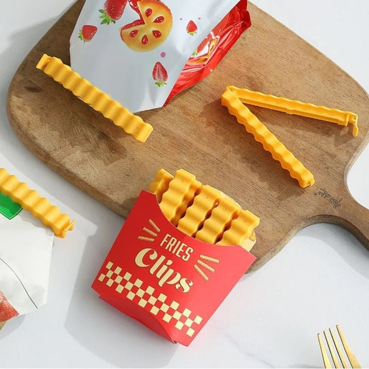 12pcs set Creative French Fries Bag Sealer with Holder Fridge Magnet Bag