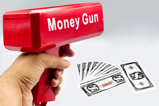 Rain Money Gun_ Paper Playing Spray Money Toy Gun_, Prop Money Gun(red