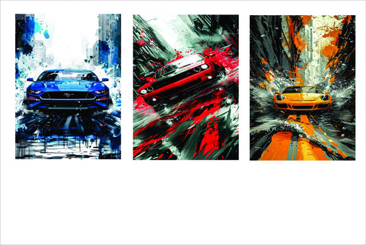 SET OF 3 CAR WALL PHOTOTYPE FRAME
