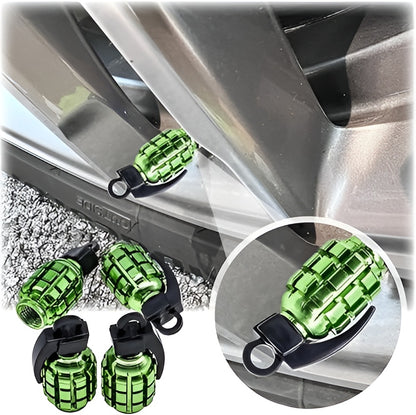 Pack of 2 - Grenade Tyre Air Valve Nozzle Caps for Car