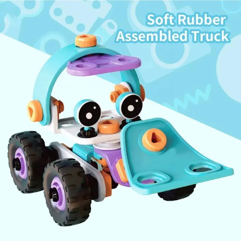 DIY Soft Rubber Building Puzzle Truck Toy Set for Kids Creative